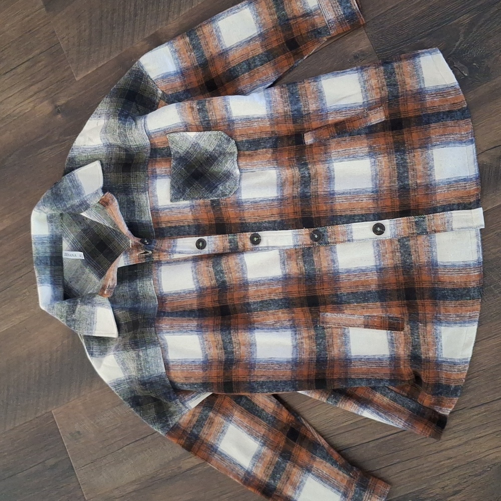 NWOT Women's Casual Wool Blend Plaid Long Sleeve Shacket in XL